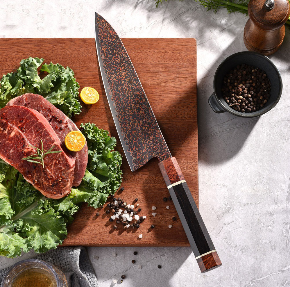 Damaškový kompozit Cu Copper nůž 8 02